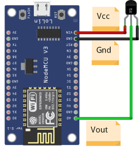 circuit to read temperature in nodeMCU