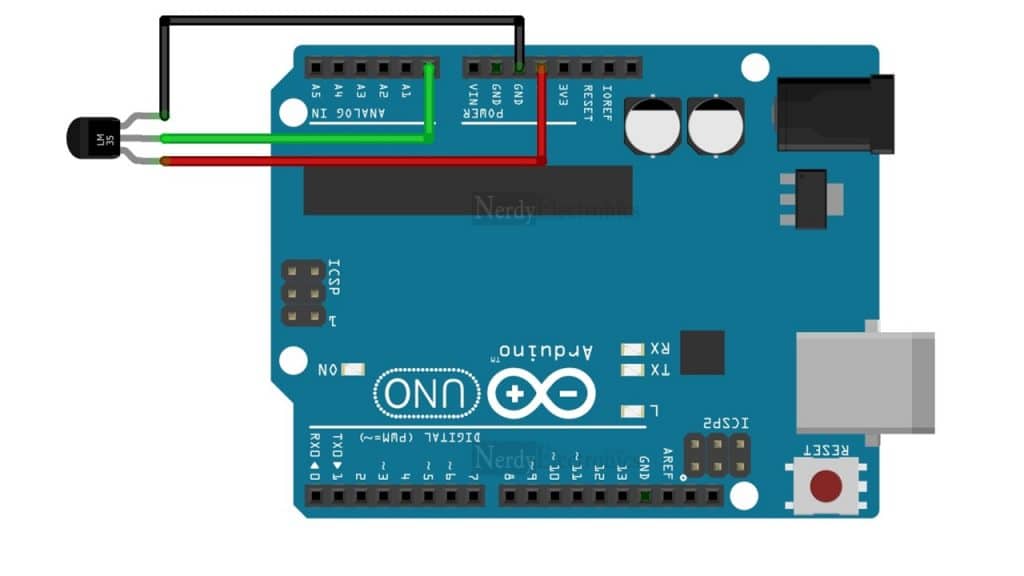 Monitor Temperature with LM35 Temperature Sensor - NerdyElectronics